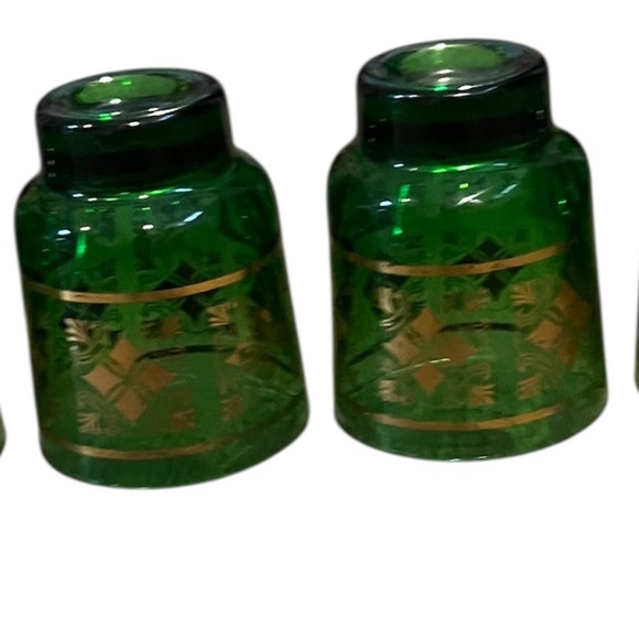 Vintage Mid Century Italian set of4 aperitif/shot glasses In emerald Green - Picture 4 of 8